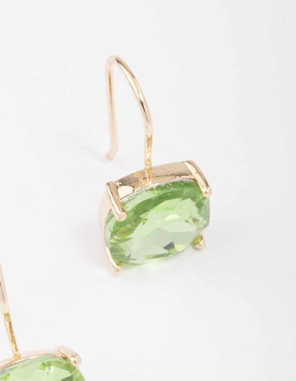 Gold Large Diamante Gem Drop Earrings