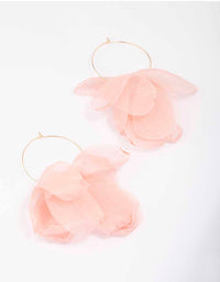 Gold Petal Leaves Fabric Hoop Earrings - link has visual effect only