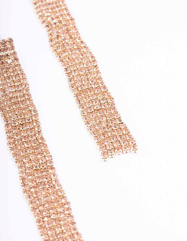 Gold Layered Wavy Cupchain Drop Earrings