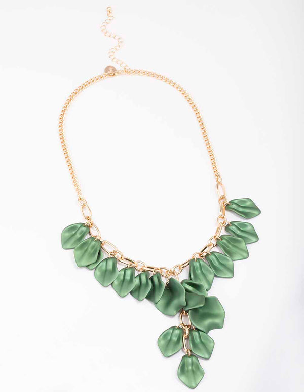 Gold Short Iridescent Petal Necklace