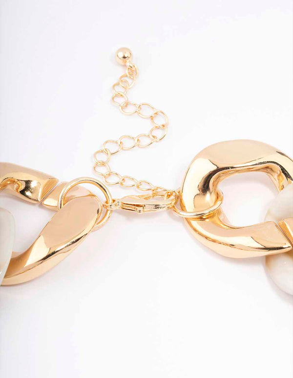 Gold Acrylic Mixed Link Short Necklace