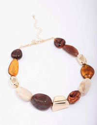Gold Mixed Chunky Stone Necklace - link has visual effect only