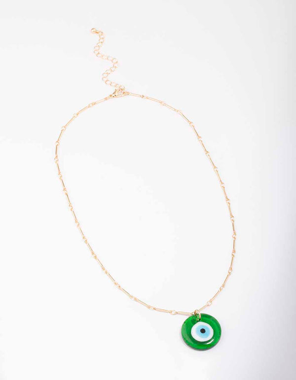 Gold Evil Eye Pendant Necklace