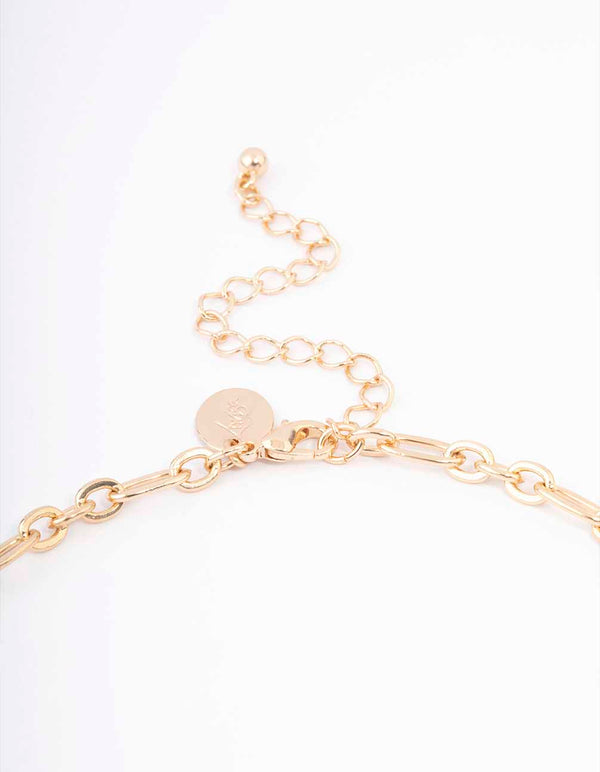 Gold Labradorite Link Chain Pendant Necklace