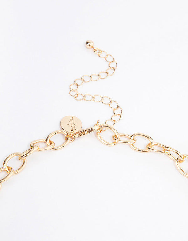Gold Mixed Circle Chain Necklace