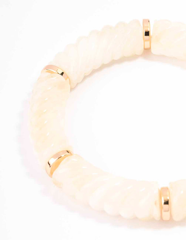 Cream Acrylic Twisted Stretch Bracelet