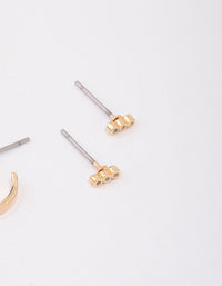 Gold Cubic Zirconia Huggie & Stud Earring 3-Pack - link has visual effect only