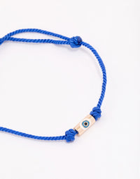 Blue Fabric Evil Eye Cord Adjustable Bracelet - link has visual effect only