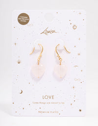Gold Plated Rose Quartz Heart Drop Earrings - link has visual effect only