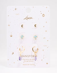 Gold Plated Semi-Precious Planet Earring 3-Pack - link has visual effect only