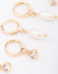 Gold Plated Freshwater Pearl Huggie Earring 3-Pack - link has visual effect only