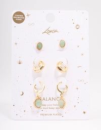 Gold Plated Semi-Precious Earring 3-Pack - link has visual effect only