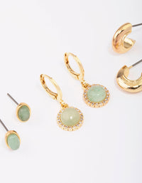 Gold Plated Semi-Precious Earring 3-Pack - link has visual effect only
