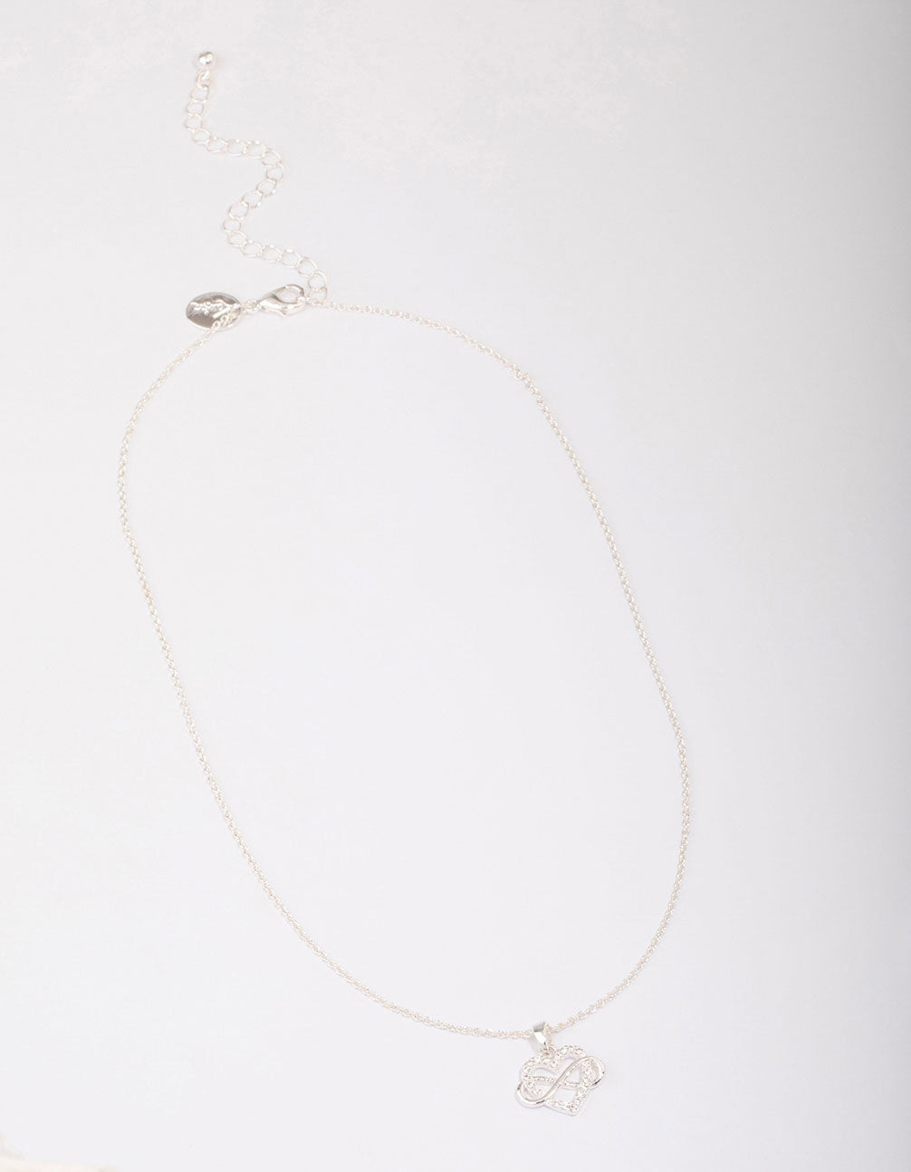 Silver Plated Heart Infinity Pendant Necklace