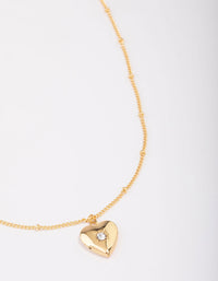 Gold Plated Heart Cubic Zirconia Pendant Necklace - link has visual effect only