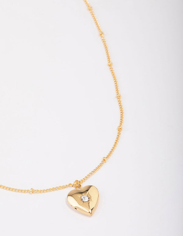 Gold Plated Heart Cubic Zirconia Pendant Necklace