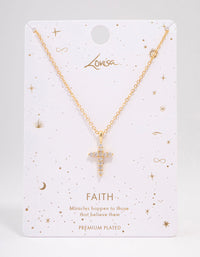 Gold Plated Crystal Cross Pendant Necklace - link has visual effect only