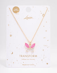 Gold Plated Gleaming Butterfly Pendant Necklace - link has visual effect only