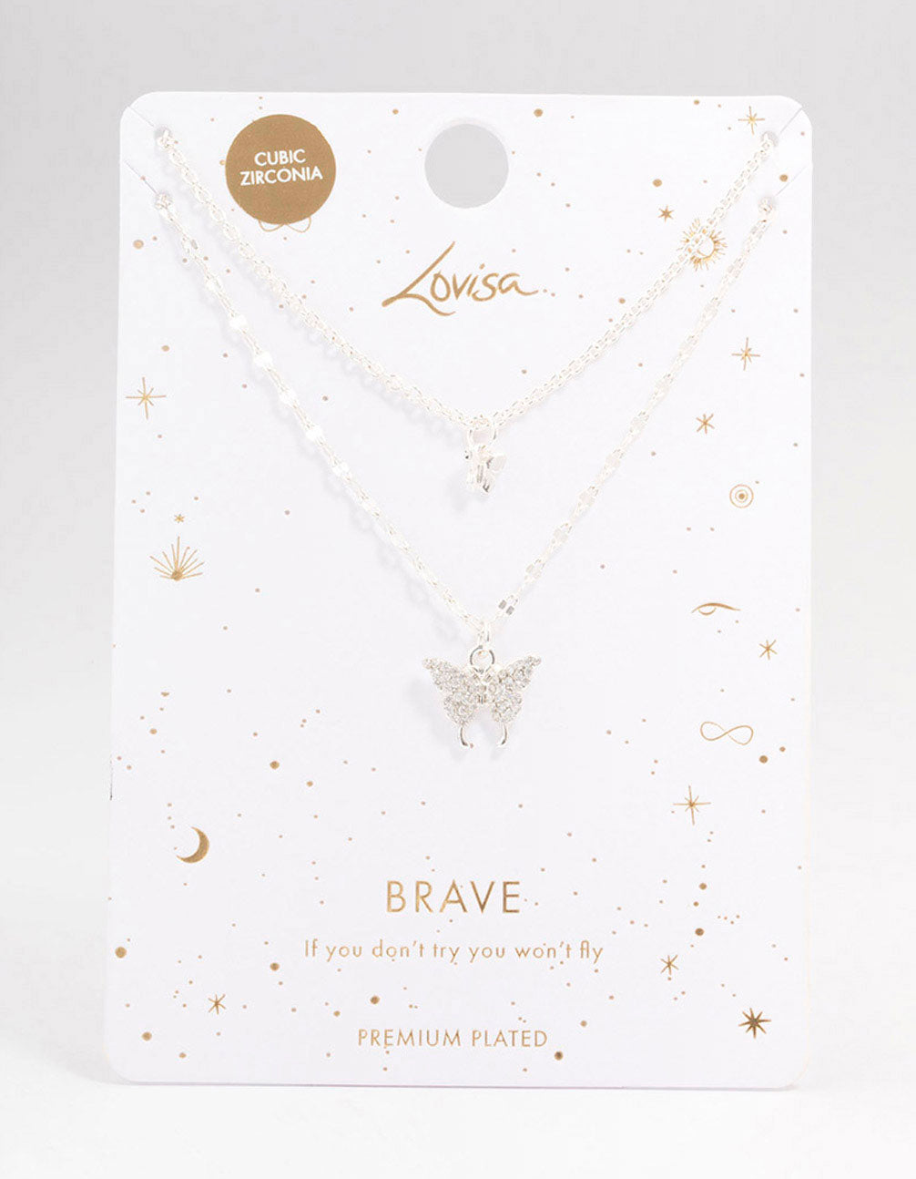 Silver Plated Graduating Butterfly Necklace