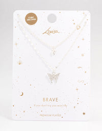 Silver Plated Graduating Butterfly Necklace - link has visual effect only