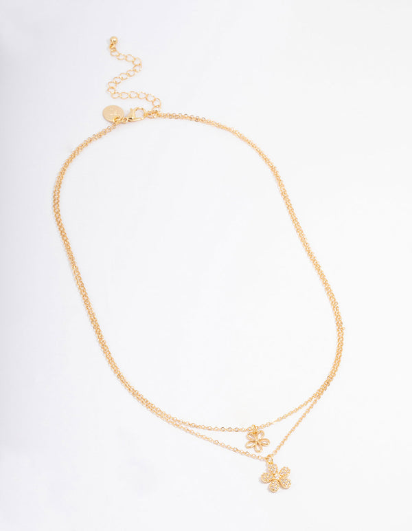 Gold Plated Little Daisy Layered Necklace