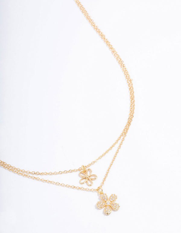 Gold Plated Little Daisy Layered Necklace