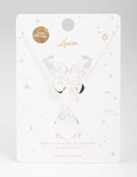 Silver Plated Heart Padlock Necklace & Earring Jewellery Set - link has visual effect only