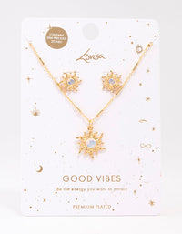 Gold Plated Sun Beam Necklace & Earring Jewellery Set - link has visual effect only