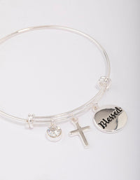 Silver Plated Disc Charm Bangle - link has visual effect only