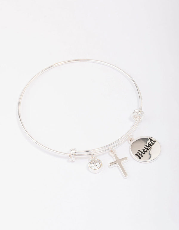 Silver Plated Disc Charm Bangle