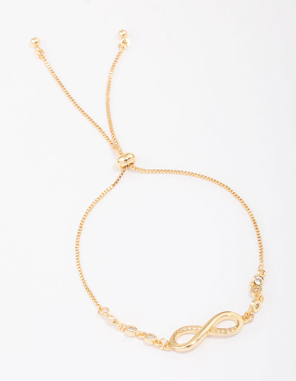 Gold Plated Bling Infinity Toggle Bracelet