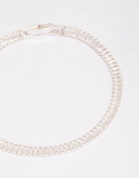 Silver Plated Cubic Zirconia Baguette Tennis Bracelet - link has visual effect only