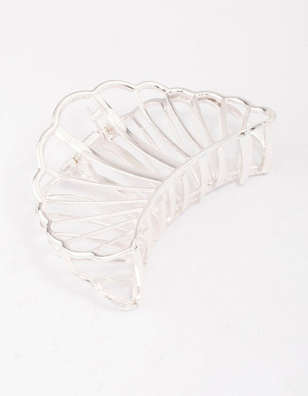 Silver Shell Cut-Out Hair Claw Clip