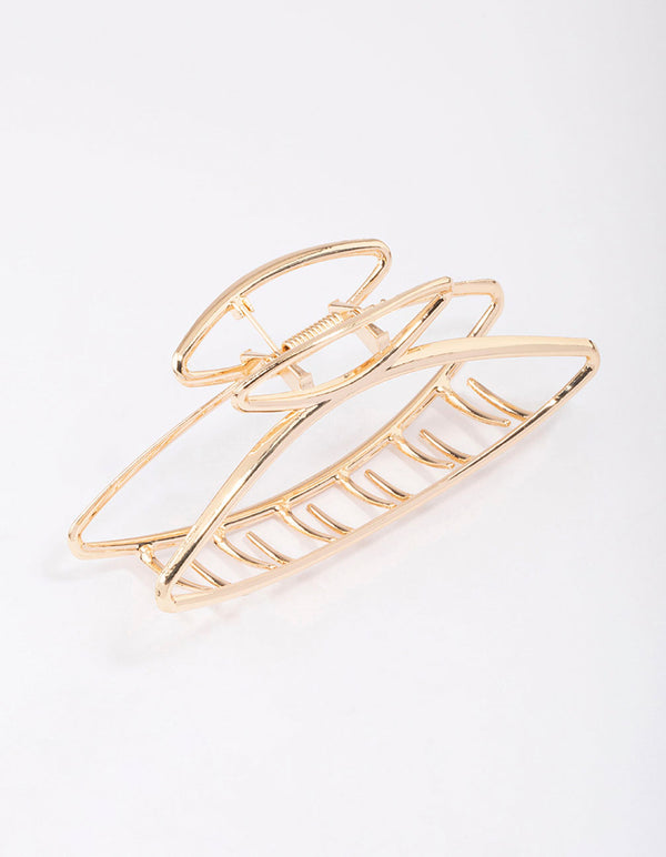 Gold Open Oval Hair Claw Clip