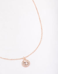 Rose Gold Crystal Halo Pendant Necklace - link has visual effect only