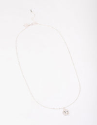 Silver Pear Crystal Halo Pendant Necklace - link has visual effect only