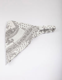White & Black Fabric Paisley Bandana - link has visual effect only