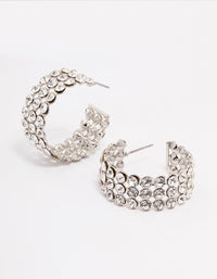 Silver Triple Row Bold Hoop Earrings - link has visual effect only