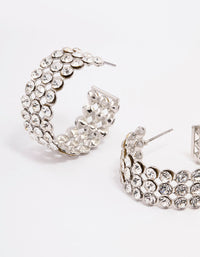 Silver Triple Row Bold Hoop Earrings - link has visual effect only