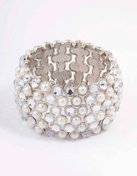 Silver Pearl Large Statement Bracelet - link has visual effect only