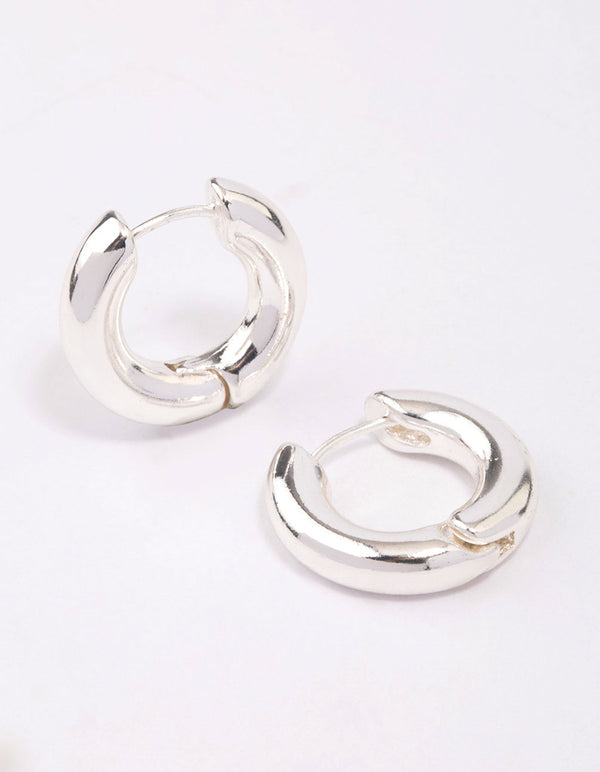 Silver Plain Clicker Hoop Earrings