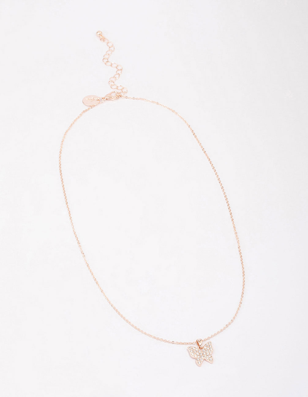 Rose Gold Pave Butterfly Pendant Necklace