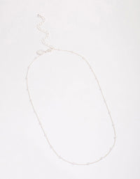 Silver Pearl Station Chain Necklace - link has visual effect only