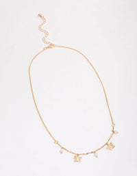 Gold Pearl Butterfly Droplet Necklace - link has visual effect only