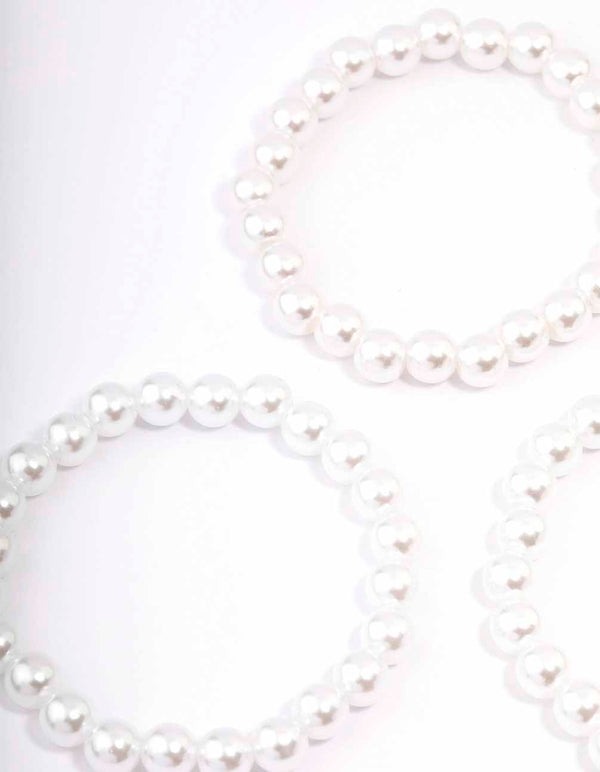 Gold Heart Pearl Bracelet 3-Pack