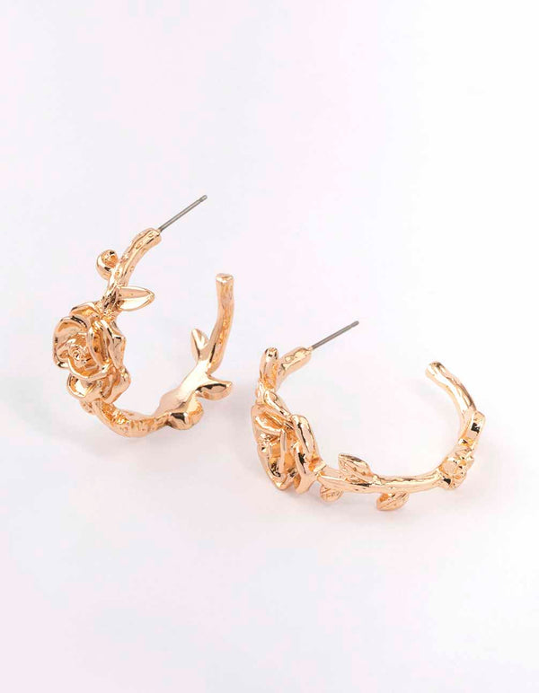 14K Real Solid Rose Gold Shiny Polished Round Creole Hoop Earrings All  Sizes | eBay
