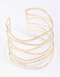 Gold Large Wavy Hammered Wrist Cuff - link has visual effect only