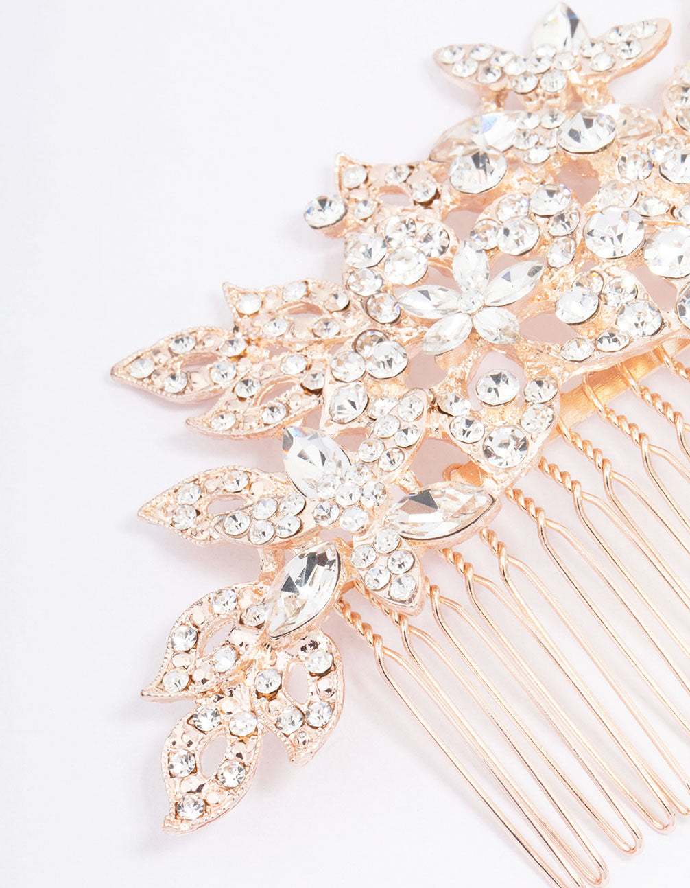 Gold Multi Flower Diamante Hair Comb