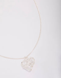 Silver Wrapped Heart Pendant Necklace - link has visual effect only