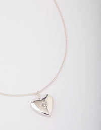 Silver Heart Locket Pendant Necklace - link has visual effect only
